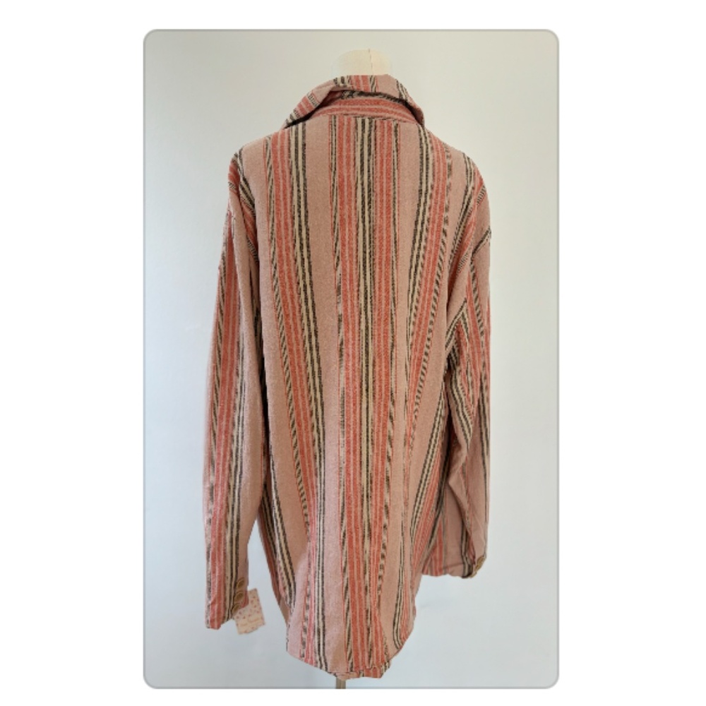 Free People Striped Blazer Jacket Pink Orange Oversized Size S - Picture 4 of 6